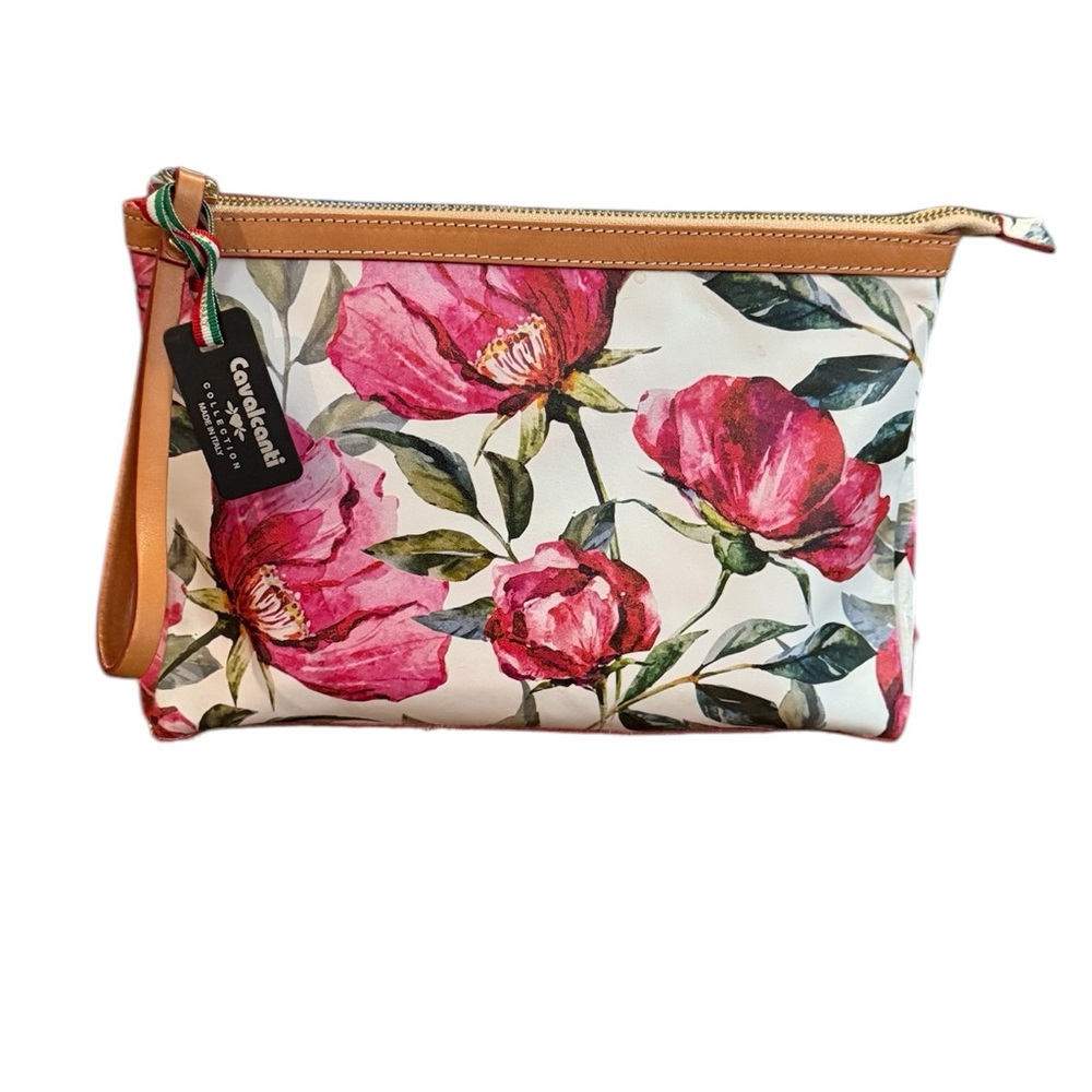 Cavalcanti Pink and Green Floral Clutch with Wristlet